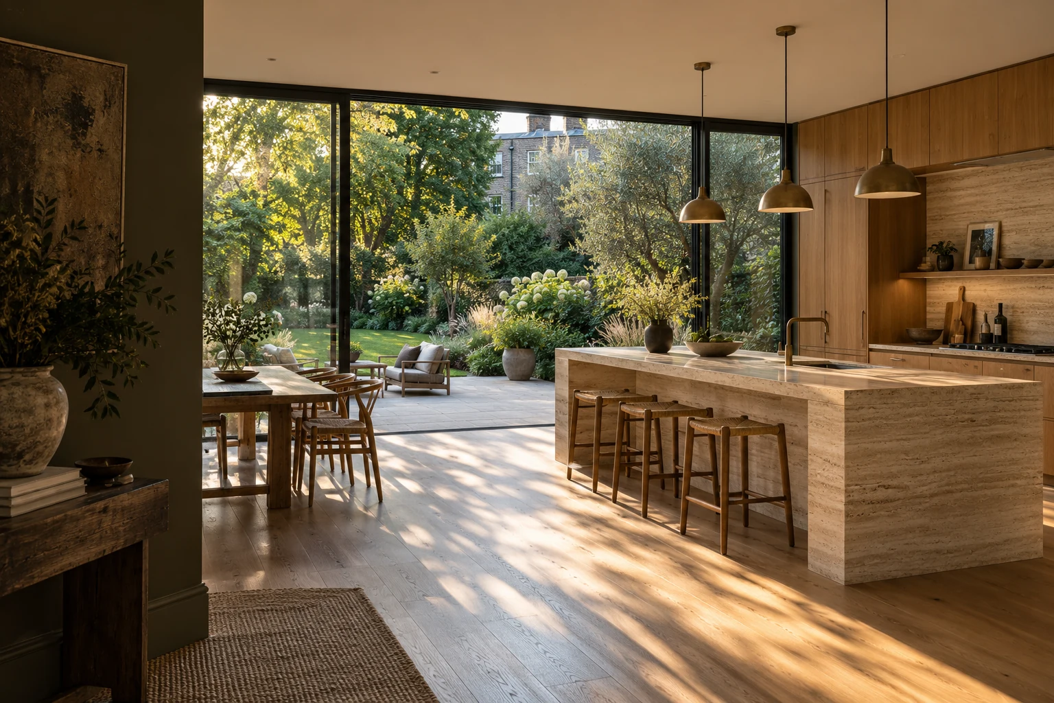 Sample interior: bright kitchen extension with oak joinery