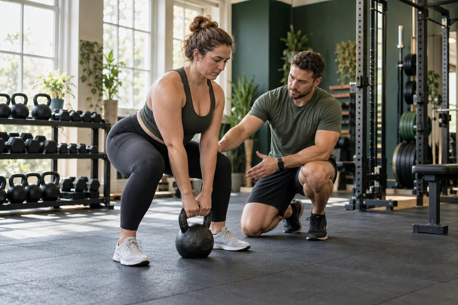 Sample fitness photography: an athlete training in a contemporary gym